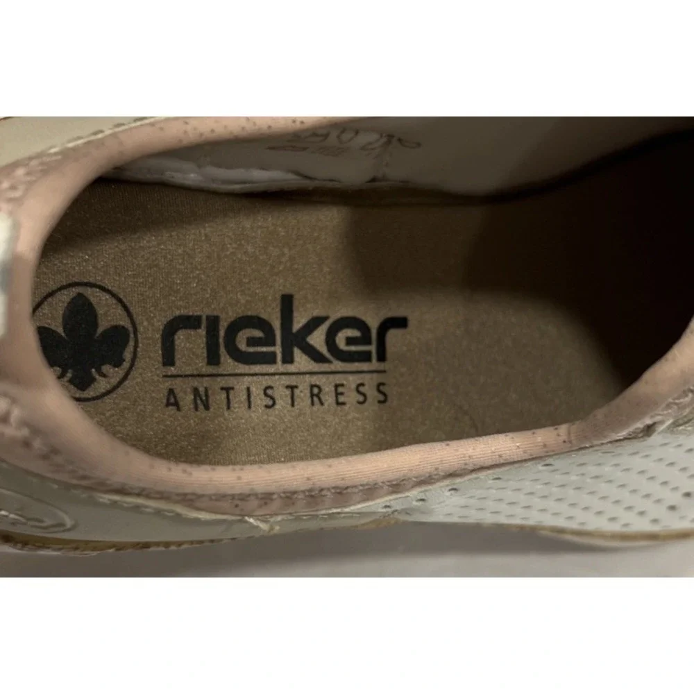 Rieker‎ Antistress Nikita Leather Walking Shoes White Pearl Rose Womens 7 EU 37